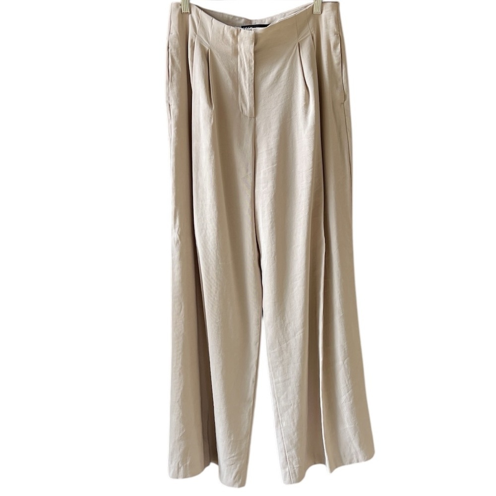 Zara Wide-Leg Trousers in Light Beige